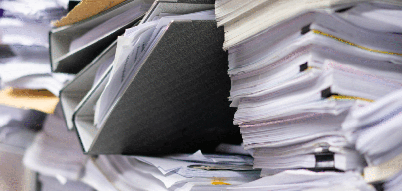 Stack of messy books